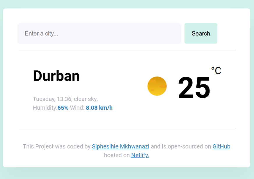 Image of Weather Search app project